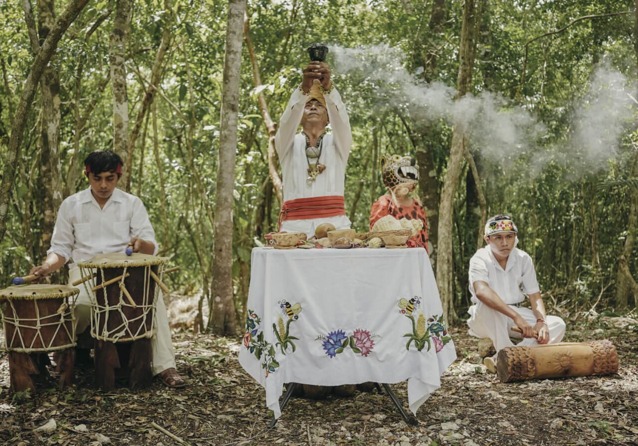 Traditional music in a Mayan wedding
